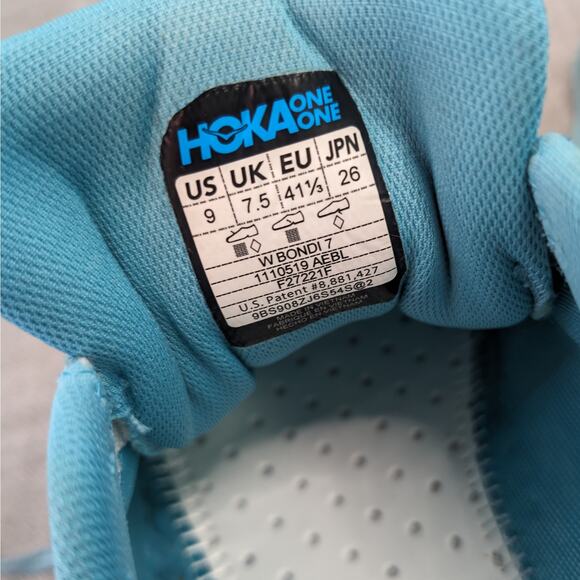 HOKA ONE ONE Bondi Women's 7 Aquarelle Blue AEBL 9B. Price firm. Thank you! - Picture 5 of 12
